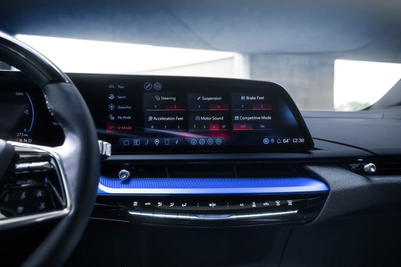 The 2026 OPTIQ-V Display Screen Displaying the V-Mode Settings | Deacon Jones Cadillac in Smithfield NC